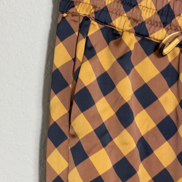 NEW Scotch & Soda Mid Rise Plaid Checkered Navy Gold Pants Womens Size XS Preppy - Picture 8 of 14